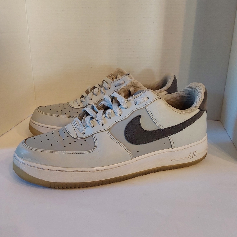 Nike Air Force 1 Low Men's Shoes - Light Gray with Dark Gray Swoosh